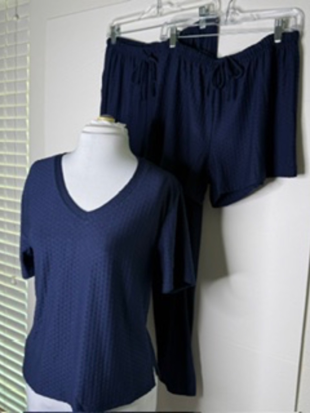 NWT Honeydew V-Neck Intimates 3pc Lounge Short Sleeve Navy Set Size S - Picture 3 of 9